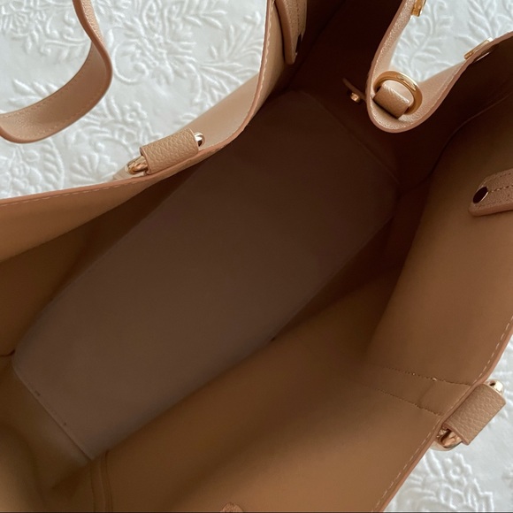 NWOT Lulus Back to Business Tan Tote Vegan Faux Leather - Picture 8 of 10